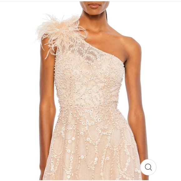 Mac Duggal EMBELLISHED ONE SHOULDER A LINE GOWN size 4 NEW $798 In Peach - Picture 9 of 17